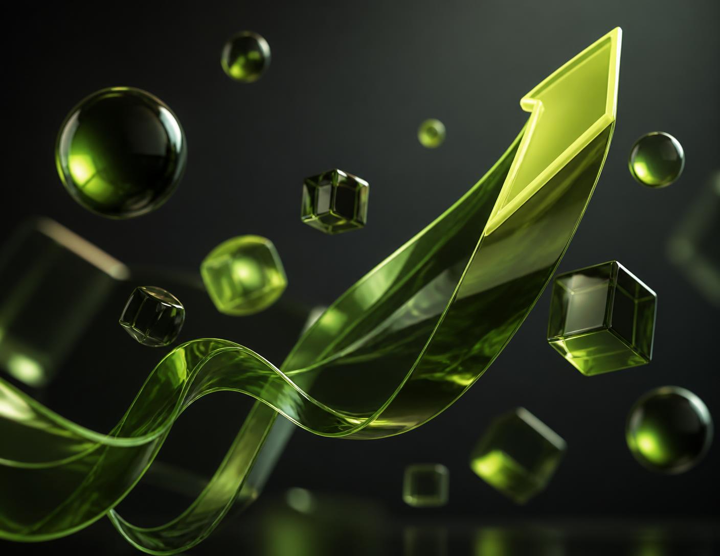 Abstract three-dimensional green glass growth curve
